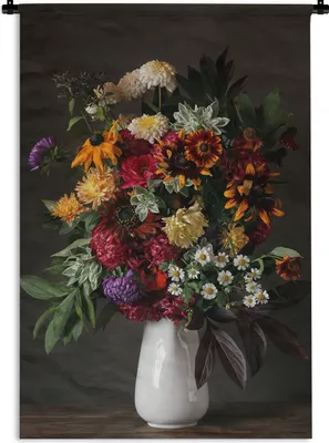 Produktbild von MuchoWow® Wandteppich Wandbehang Stilleben - Blumenstrauß - Farbe 60x90 cm Tapisserie Dekoration Wandtuch - Foto-Teppich - Abwaschbar