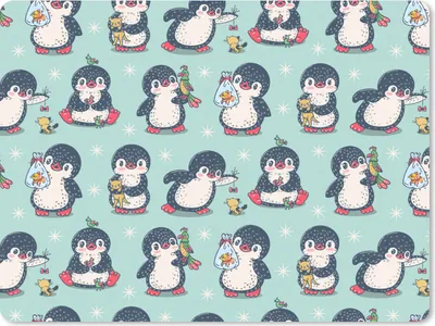Produktbild von MuchoWow® Mauspad Mousepad Tiere - Muster - Pinguin 23x19 cm - Mousepads - Maus Mat - Pad - Mausunterlage - Schreibtischunterlage - Mauspad
