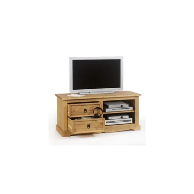 Produktbild von TV Lowboard TEQUILA, Kiefer massiv im Landhausstil, TV Board aus Massivholz nut 2 Schubladen