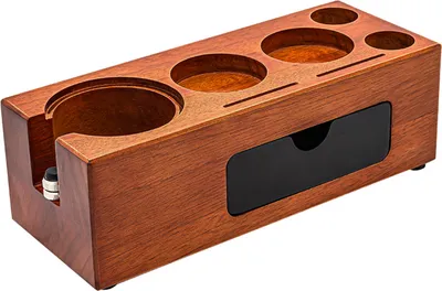 Obrázek produktu pro zásobník na espresso a tamponovací stanice 3 v 1, 51/54/58 mm, na espresso, neklouzavé dřevo Sapele, organizér na kávové náčiní s držákem na sítko, organizér na kávovou stanici pro pracovní desku v domácím baru a obchodě