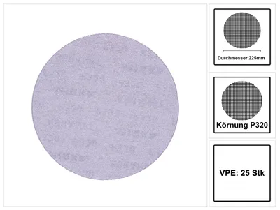 Produktbild von Mirka ABRANET Schleifscheiben Grip 225 mm P320 25 Stk. ( 5422302532 )