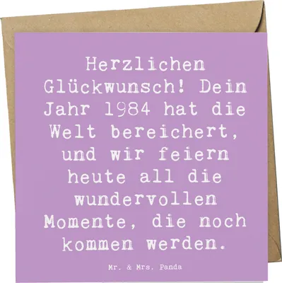 Produktbild von Mr. & Mrs. Panda Deluxe Karte Spruch 1984 Geburtstag - Lavendeltraum - Geschenk, Glückwunschkarte, die Welt bereichert, anlasskarte, doppelkarte, Jahr, Grußkarte, Alter