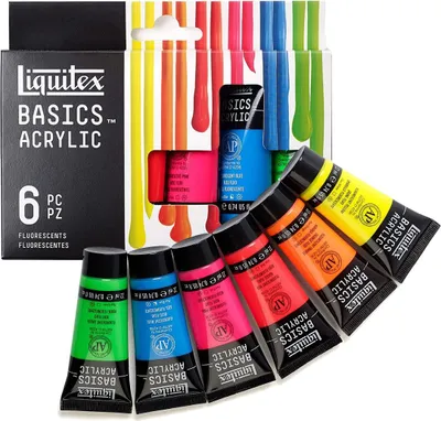 Produktbild von Liquitex Basics Acrylfarben-Set mit 6 fluoreszierenden Farben – 22ml