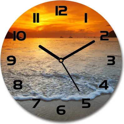 Produktbild von Wanduhr aus Glas 30fi Glasbild Glasuhr Gehärtetes Glas - schwarze-zeiger - Sunset sea