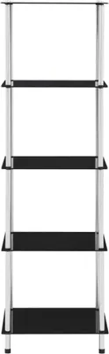 Produktbild von vidaXL Regal mit 5 Ablagen Schwarz 40x40x130 cm Hartglas