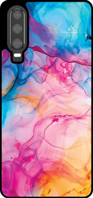 Produktbild von Smartphonica Telefon Fall geeignet für Huawei P30 mit Regenbogen Acryl Marmor Print - TPU Backcover Fall Regenbogen Acryl Marmor Design
