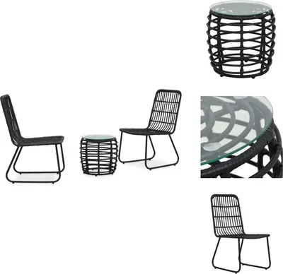 Produktbild von vidaXL 3-tlg. Bistro-Set Poly Rattan Schwarz -  Gartenmöbel-Sets