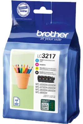Produktbild von Brother LC3217VAL, Schwarz, Cyan, Magenta, Gelb, 4 Stück(e), 550 Seiten, 550 Seiten, Multipack