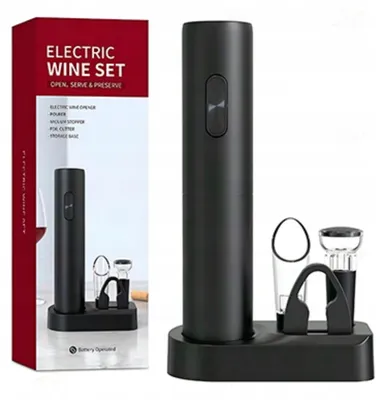 Obrázok produktu pre Elektrická sada na víno 4v1 vývrtka otvárač nalievak vákuová zátka