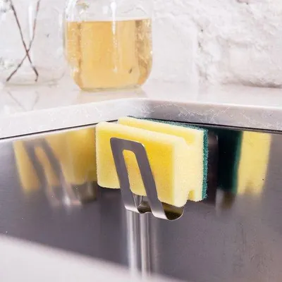 Obrázek produktu pro Ibenzoa® Magnetický držák na houbičky z nerezové oceli – hygienické uložení u dřezu, včetně protimagnetu, montáž bez použití nástrojů