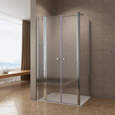 Produktbild von Duschkabine Pendeltür Schwenktür 120x90cm ESG Nano Glas mit Duschablage