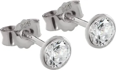 Produktbild von Paar 4,5mm Ohrstecker 925 Sterlingsilber Silber Anlaufgeschützt Zirkon Weiß 2081
