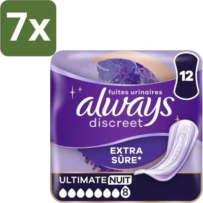Zdjęcie produktu dla Always – wkładki na nietrzymanie moczu – Ultimative Nacht – 12 wkładek na nietrzymanie moczu – opakowanie ekonomiczne – 7 sztuk