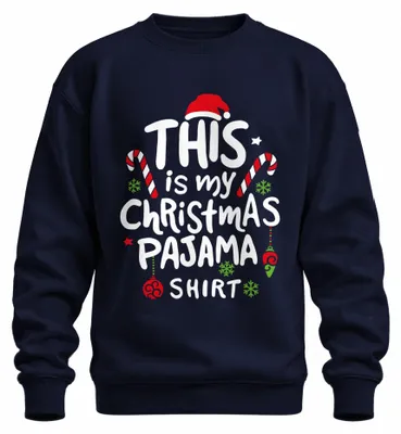 Produktbild von This is my Christmas Pajama Schlafanzug Pyjama Zuckerstange Sweatshirt Pullover, Navy, S