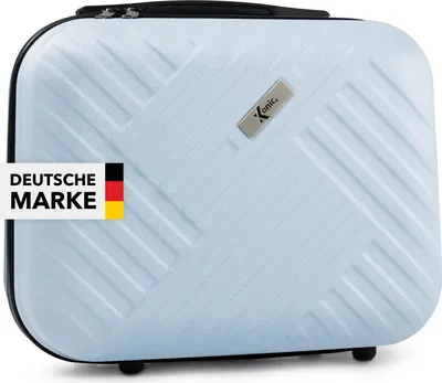 Produktbild von Xonic Kosmetikkoffer Damen – Beauty Case Hartschale für Reisen – Robustes Beautycase Damen mit Tragegriff – Kosmetik Koffer leicht & stabil – Beautycase Damen Hartschale (Pastell Eisblau)