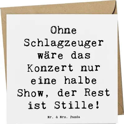 Produktbild von Mr. & Mrs. Panda Grußkarte Spruch Schlagzeug Konzert - Weiß - Geschenk, Musik, Glückwunschkarte, Band, faltkarte, Instrument, Klappkarte, Lernen, Musikinstrument, Musiker