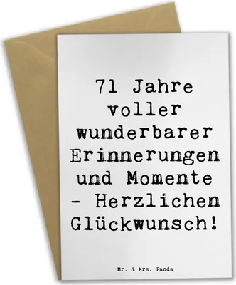 Produktbild von Mr. & Mrs. Panda Grußkarte Spruch 71. Geburtstag Erinnerungen - Weiß - Geschenk, weihnachtskarten, glückwunschkarten, besondere Anlässe, Happy Birthday, Jubiläum, Alter