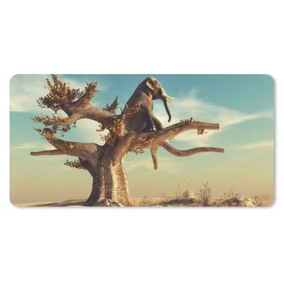 Produktbild von MuchoWow® Mauspad Mousepad Elefant - Baum - Natur - Wüste 60x30 cm - Mousepads - Maus Mat - Pad - Mausunterlage - Nachhaltig