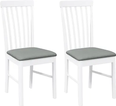 Image de vidaXL Chaises de salle à manger avec coussins 2 pcs. Blanc Bois massif Hévéa