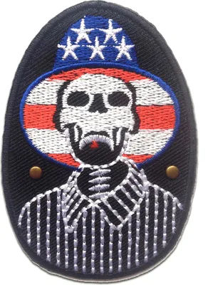 Produktbild von Usa Totenkopf Mit Hut - Aufnäher, Bügelbild, Aufbügler, Applikationen, Patches, Flicken, Zum Aufbügeln, Größe: 5.4 x 7.9 cm
