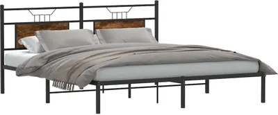Produktbild von vidaXL Bettgestell ohne Matratze Räuchereiche 160x200 cm Holzwerkstoff