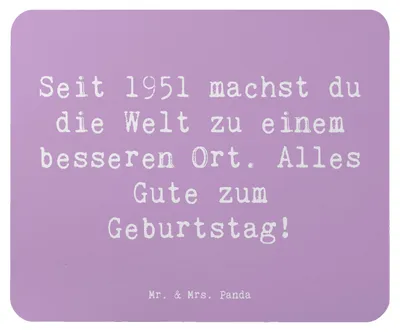 Produktbild von Mr. & Mrs. Panda Mouse Pad Spruch 1951 Geburtstag - Lavendeltraum - Geschenk, Geburtstagsgeschenk, computer mauspad, pc, Geburtsjahr, Lichtblick, laptop, Alter, Mousepad