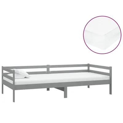 Obrázek produktu pro Denní postel s matrací 90 x 200 cm šedá masivní borové dřevo