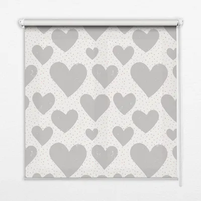 Produktbild von Seitenzug-Rollo Fensterrollo Jalousie - Lichtdurchlässig Springrollos - 140x180 cm - Graue Herzen