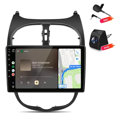 Produktbild von 2+64GB Autoradio mit Kamera und Mic Für PEUGEOT 206 206CC 206SW 2000-2008 Carplay Android Auto Android GPS Navi WIFI BT DAB+RDS SWC 9 Zoll