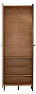 Produktbild von Dmora Kleiderschrank 2 Türen Seriate 71x195h cm Braun Eiche Knoten, Kleiderstange 3 Regalböden