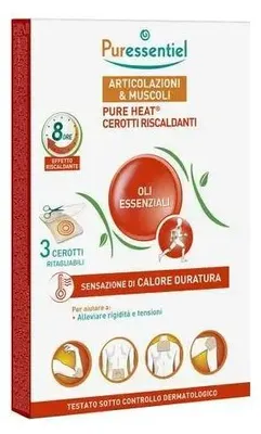Imagen del producto de Puressentiel 5924594, parche térmico para el cuerpo, para rodillas, codos, espalda, cuello, hombros, alivio del dolor, caja, 8 horas, Francia