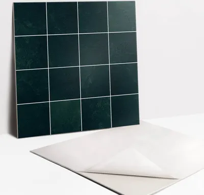 Produktbild von Fliesenaufkleber Set für Bad und Küche - 9 Fliesen Selbstklebend PVC - 30 x 30 - Flaschengrüne Mosaik