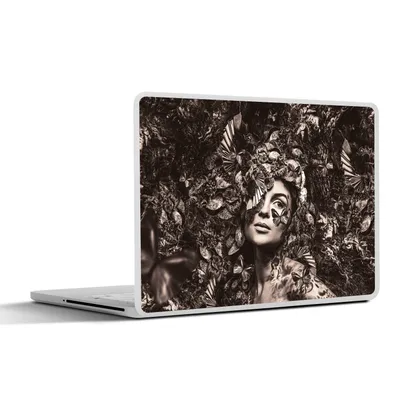 Produktbild von MuchoWow® Laptop Aufkleber Sticker Cover Frau - Sepia - Luxus 31x22.5 cm - Laptop-Deko
