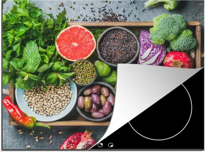 Produktbild von KitchenYeah© Herdabdeckplatte Box - Obst - Gesund , 60x52cm, Küche Deko, Glaskeramikkochfeld Herdabdeckung, Abdeckplatte fùr Kochfeld