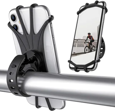 Produktbild von 360 Grad Fahrrad Handyhalterung mit Stoßdämpfung, Universelle Lenker Halterung für Smartphone, Schnellmontage für Mountainbike und E-Bike