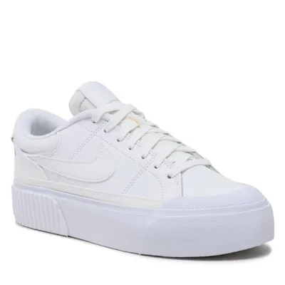 A white Nike Court Legacy Lift sneaker is shown from a side angle against a white background.