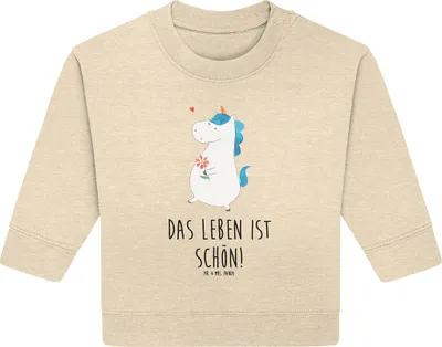 Produktbild von Mr. & Mrs. Panda Organic Baby Pullover Einhorn Spaziergang 12. - 18. Monat - Natural Raw - Geschenk, Freundin, Unicorn, Einhörner, Mutter, Bullover, Blumen