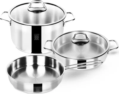 Produktbild von Serenk Modernist Edelstahltopf- und Pfannenset, 5-Teiliges Kochgeschirr-Set mit Induktionsboden, Bratpfanne, Spülmaschinenfest, Türkiye Made