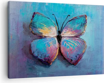 Produktbild von Bild auf Leinwand - Leinwandbild - Einteilig - Handschriftlich Schmetterling Blau - 70x50cm - Wand Bild - Wanddeko - Wandbilder - Leinwanddruck - Bilder - Wanddekoration - Leinwand bilder AA70x50-4470