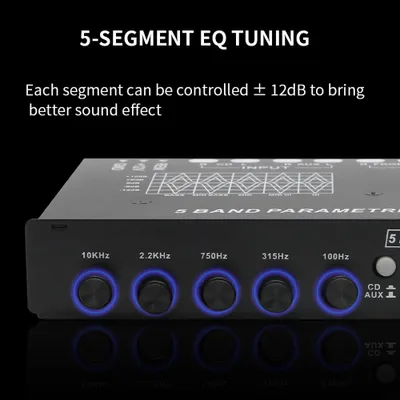 Obrázok produktu pre Profesionálny 5-pásmový automatický ekvalizér, multifunkčný audio EQ, ladiaci crossover zosilňovač, parametrický