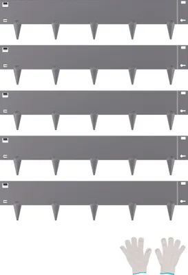 Image de Bordure de pelouse VEVOR, set de 5, 990x207x1,5 mm, bordure de parterre en métal résistant à la rouille, bordure de parterre, bordure de pelouse, facile à installer, paroi de séparation