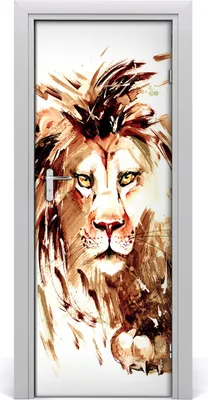 Produktbild von Tulup Türaufkleber 75x205 cm Dekorative Aufkleber Selbstklebend Wasserdichte Tapete Abnehmbar Schlafzimmer Wohnzimmer Wohnkultur - Lion Wand
