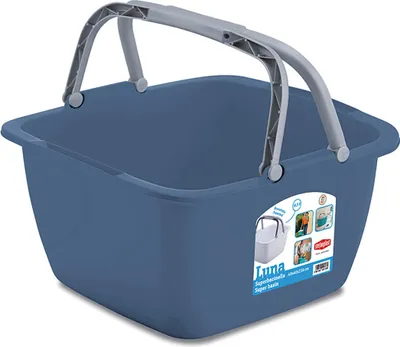 Produktbild von Quadratisches Waschbecken aus Kunststoff LUNA 40 cm (18,5 l) mit Griffen, gemischte Farben