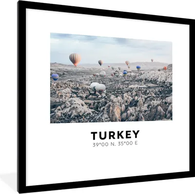 Produktbild von MuchoWow® Gerahmtes Poster Türkei - Heißluftballon - Kappadokien - Ballon 40x40 cm - Poster mit Schwarzem Bilderrahmen Wandposter Rahmen Foto Bilder - Poster - Plakat im Rahmen