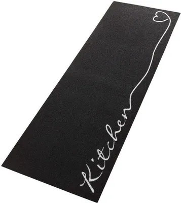 Productafbeelding van Ibenzoa® vloerkleden met antislip – modern vloerkleed, 50 x 150 cm, zwart, 100% polypropyleen, wasbaar op 30°C – geschikt voor hal, keuken en badkamer