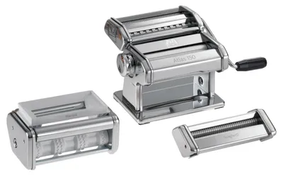 Produktbild von Marcato Pasta Set 150, Manuelle Nudelmaschine, Fettuccine, Lasagne, Spaghetti, Taglierini, Aluminium, Chrom, 15 cm