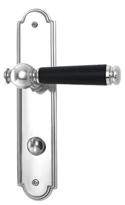 Produktbild von Enrico R984 GHIDINI Türdrücker-Langschild-Garnitur, M4 Handhabe Holz schwarz (Lochung: WC, Entfernung: 78mm, Türstärke: 38 - 42 mm, Oberfläche: Messing M4 - glanzchrom) Lochung: WC Entfernung: 78mm Türstärke: 38 - 42 mm Oberfläche: Messing M4 - glanzchrom