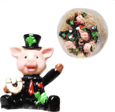 Produktbild von Mini - Schornsteinfeger-Schwein, 4-tlg. SILVESTER TISCHDEKO GLÜCKSBRINGER Deko