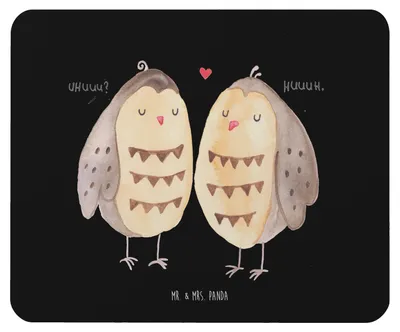 Produktbild von Mr. & Mrs. Panda Mouse Pad Eulen Liebe - Schwarz - Geschenk, Mousepad, Mauspad, All You Need Is Love, Paar, Verliebt, mausteppich, laptop, pc mausunterlage, Eule, Owl
