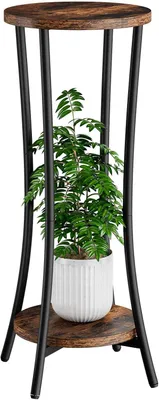 Productafbeelding van 30 inch hoge plantenstandaard binnen, 2 niveaus houten hoek plantenstandaard, moderne plantenplank bloempot houder voor woonkamer terras balkon tuin